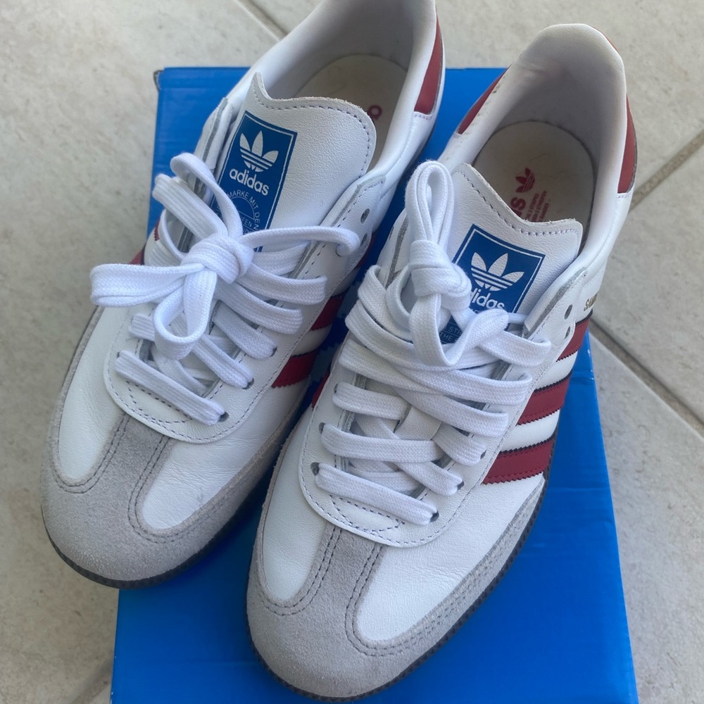 Adidas Samba White and Red Sneakers size 6.5